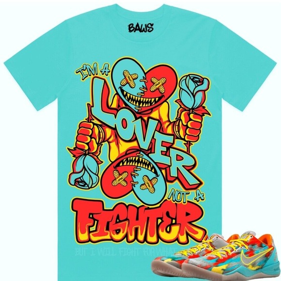 BAWS T-SHIRT Size 2X Lover Not A Fighter Match Kobe 8 Venice Shoes NWT Authentic - Picture 1 of 5
